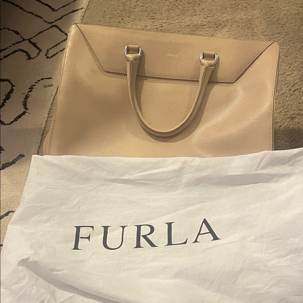 Furla Beige Leather Satchel